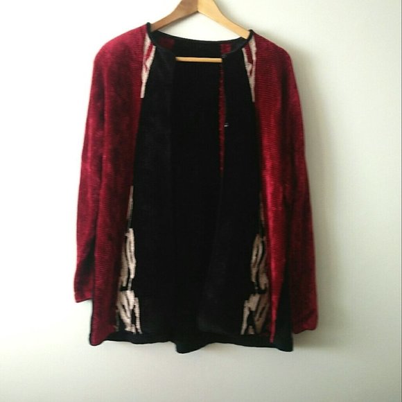 VINTAGE 90's Oversized Wool Chenille Cardigan - Picture 3 of 16